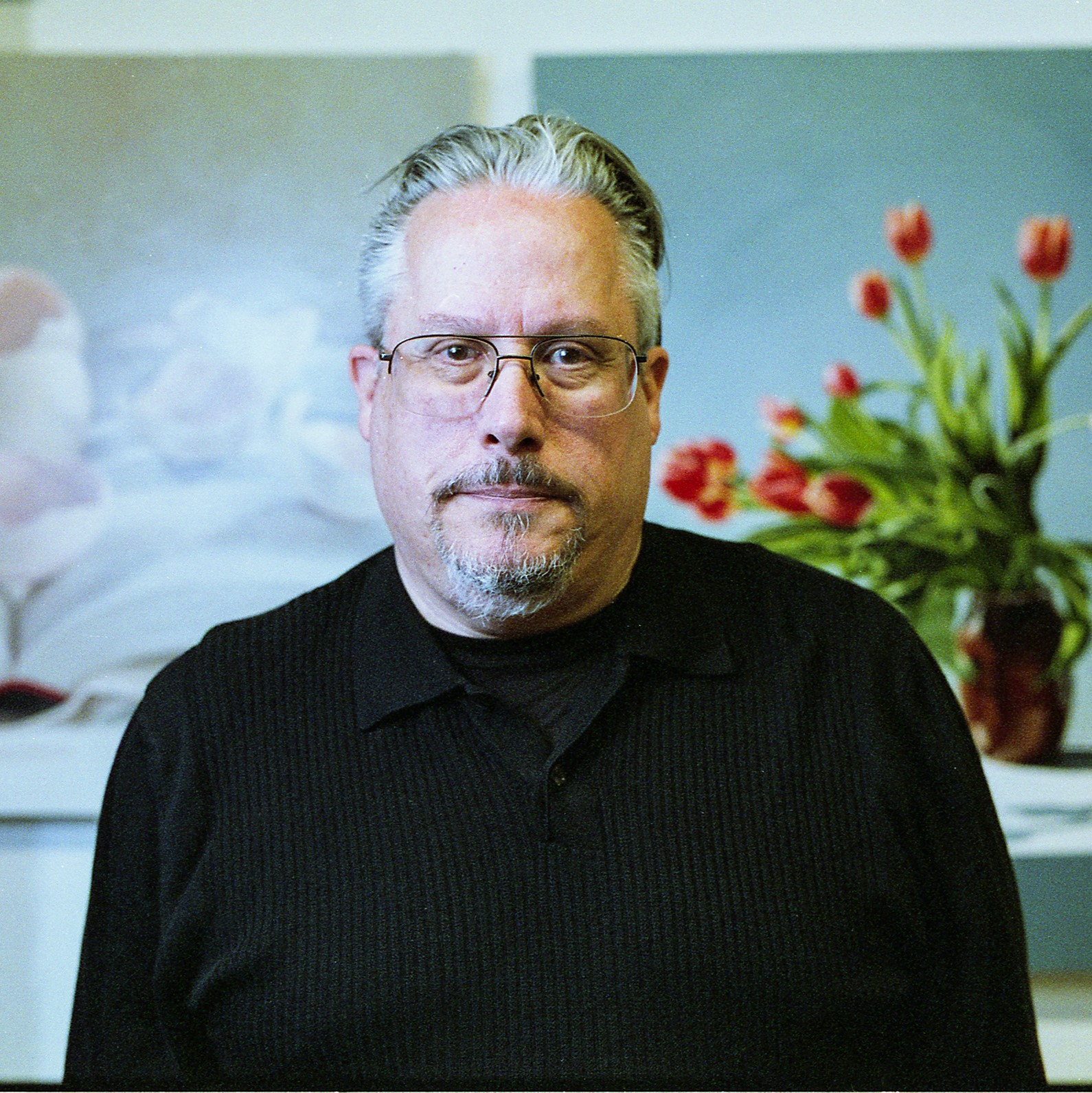 David Garneau, SK Arts 75th anniversary nominator - Older man with black and grey hair and beard. He is wearing glassed and a black shirt.