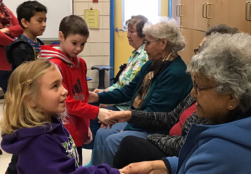 Wadena Elementary School students with Elders from Fishing Lake First Nation