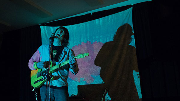 Lévi Soulodre performs at The Pxrtals' Un Jour album release in 2018
