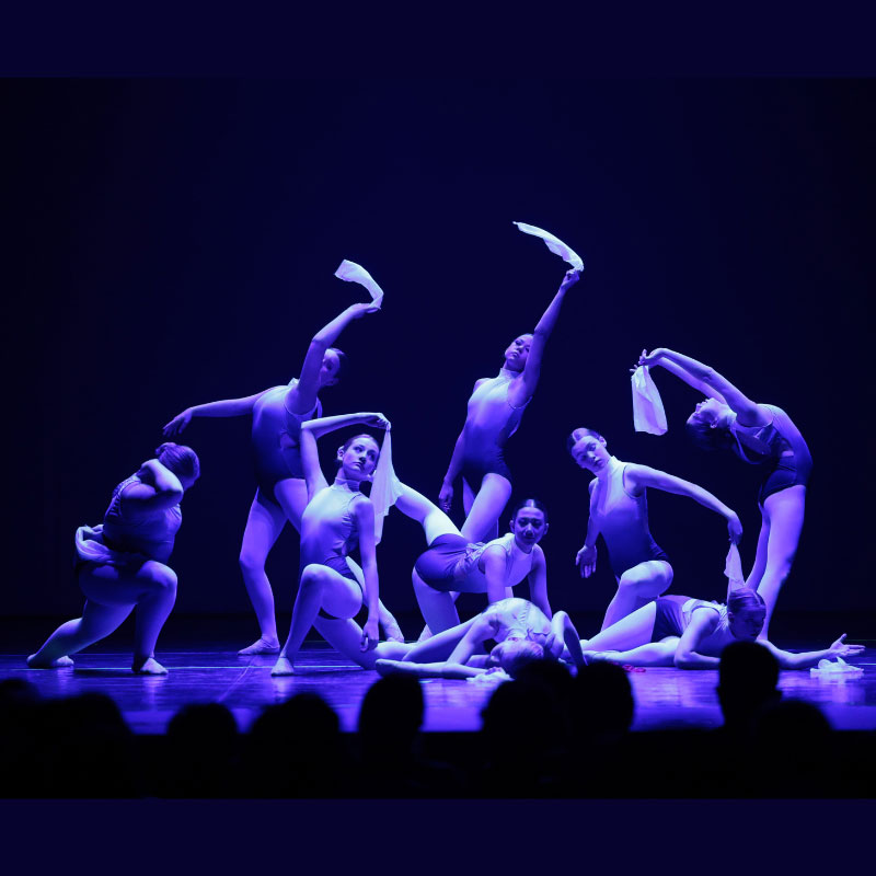 Michelle McMillan -  Several dancers on a dark stage during a performance