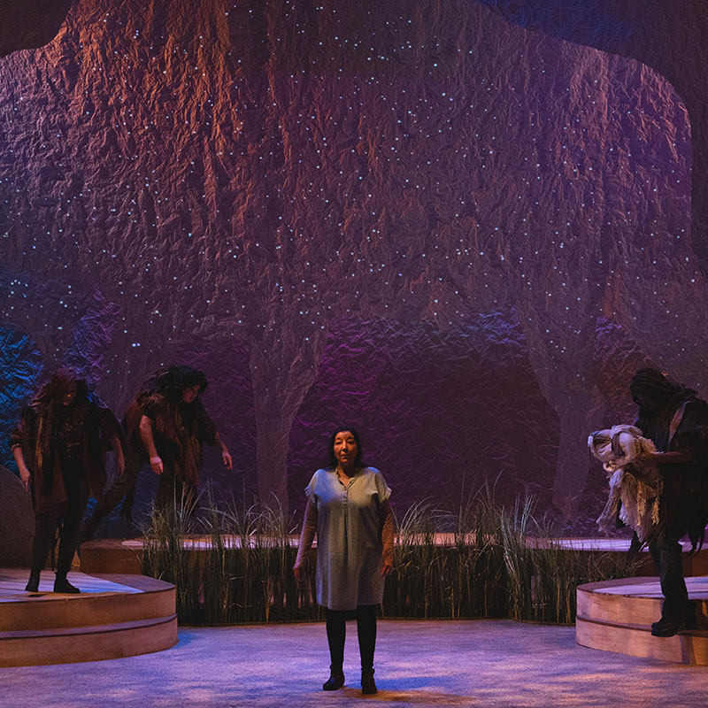 Roxanne Dick - Four people on a theatre stage mid-performance